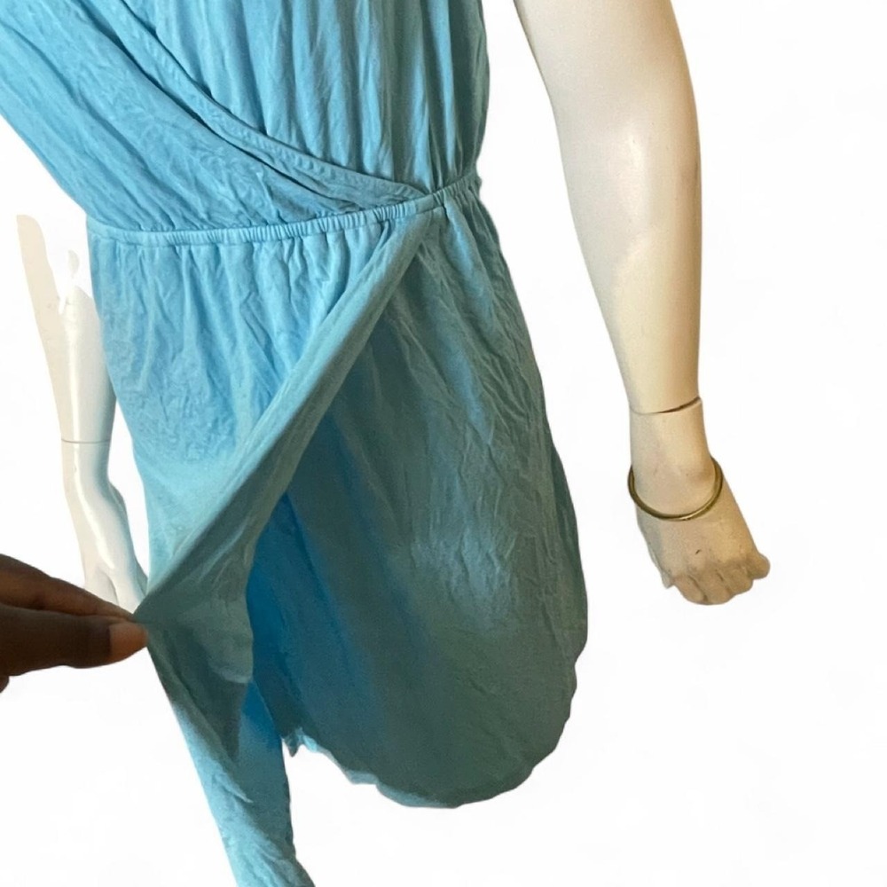 Sky Blue Faux Wrap Summer Sundress knee length size M - Picture 3 of 6